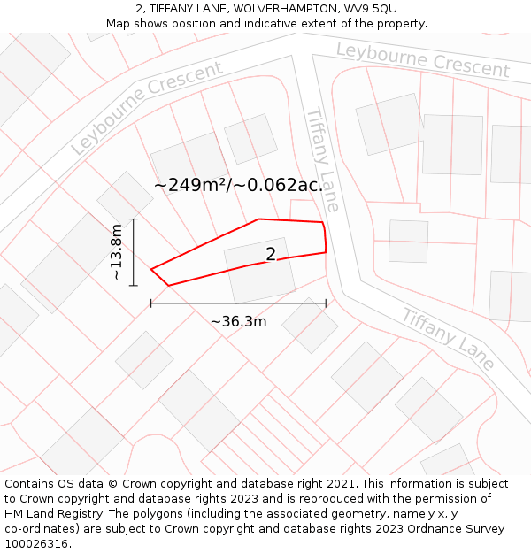2, TIFFANY LANE, WOLVERHAMPTON, WV9 5QU: Plot and title map