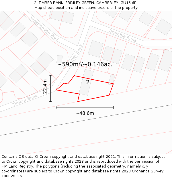 2, TIMBER BANK, FRIMLEY GREEN, CAMBERLEY, GU16 6PL: Plot and title map