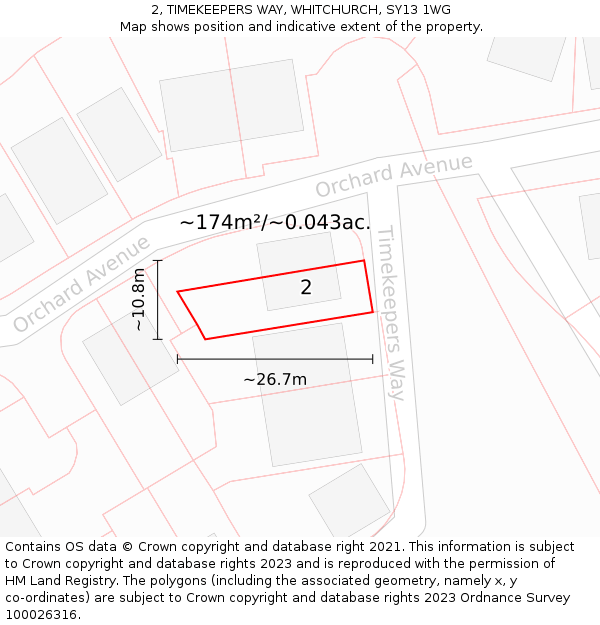 2, TIMEKEEPERS WAY, WHITCHURCH, SY13 1WG: Plot and title map