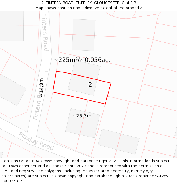 2, TINTERN ROAD, TUFFLEY, GLOUCESTER, GL4 0JB: Plot and title map