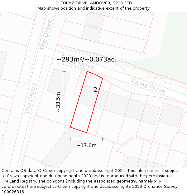 2, TOPAZ DRIVE, ANDOVER, SP10 3ED: Plot and title map
