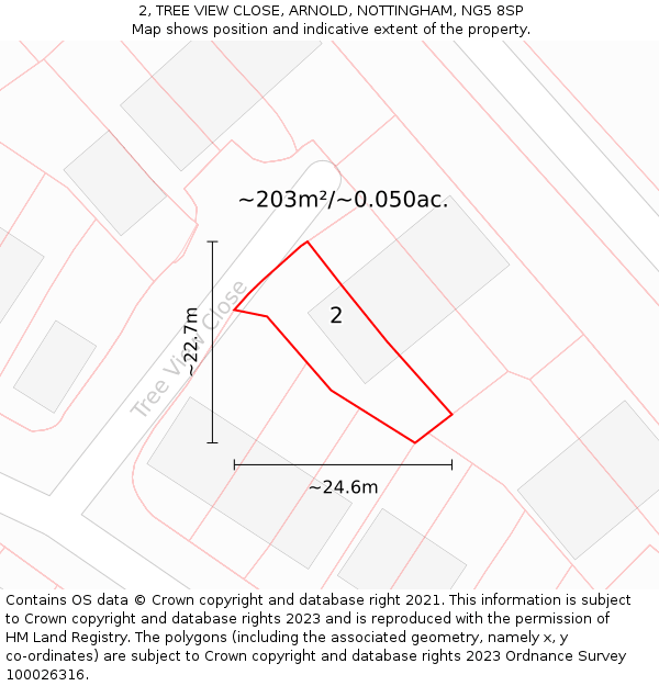 2, TREE VIEW CLOSE, ARNOLD, NOTTINGHAM, NG5 8SP: Plot and title map