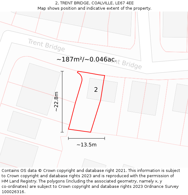 2, TRENT BRIDGE, COALVILLE, LE67 4EE: Plot and title map
