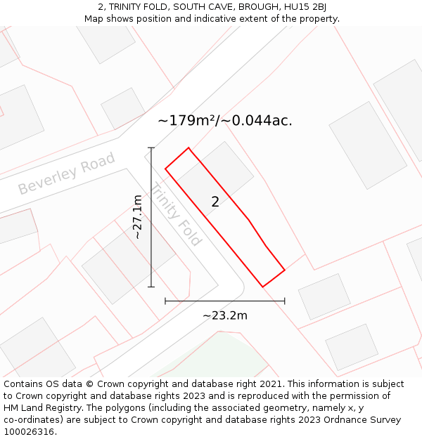 2, TRINITY FOLD, SOUTH CAVE, BROUGH, HU15 2BJ: Plot and title map