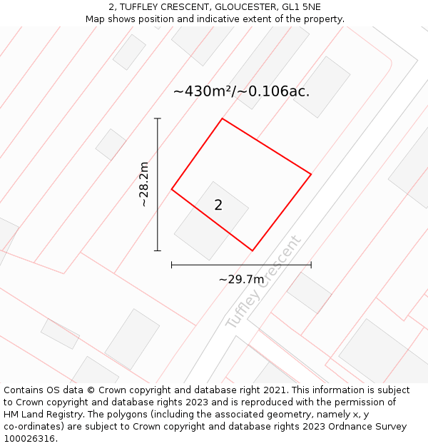 2, TUFFLEY CRESCENT, GLOUCESTER, GL1 5NE: Plot and title map
