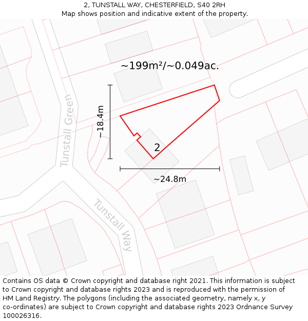 2, TUNSTALL WAY, CHESTERFIELD, S40 2RH: Plot and title map