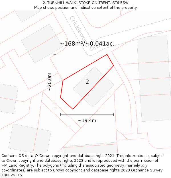 2, TURNHILL WALK, STOKE-ON-TRENT, ST6 5SW: Plot and title map