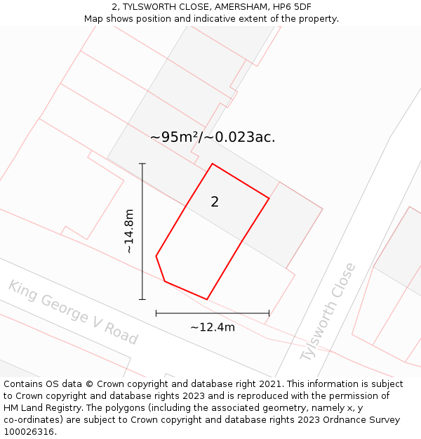 2, TYLSWORTH CLOSE, AMERSHAM, HP6 5DF: Plot and title map