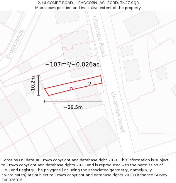 2, ULCOMBE ROAD, HEADCORN, ASHFORD, TN27 9QR: Plot and title map