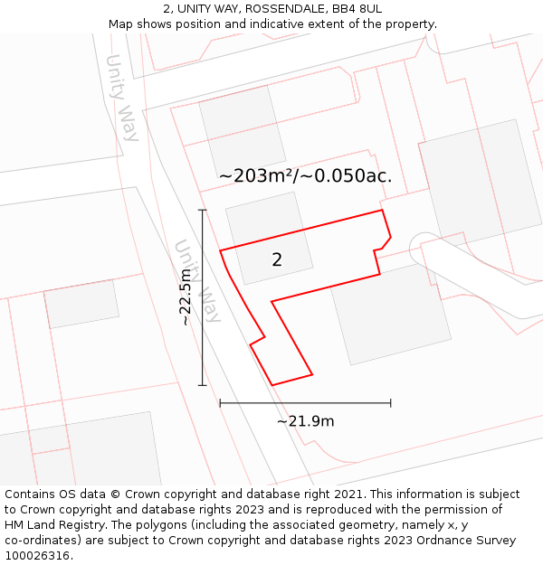 2, UNITY WAY, ROSSENDALE, BB4 8UL: Plot and title map