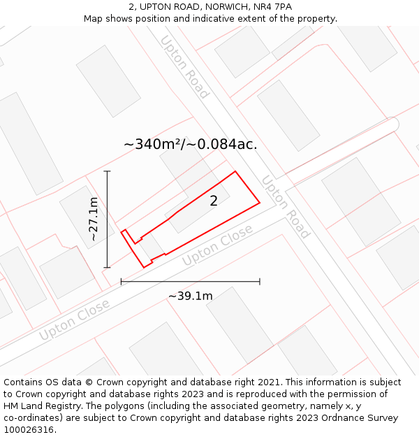 2, UPTON ROAD, NORWICH, NR4 7PA: Plot and title map