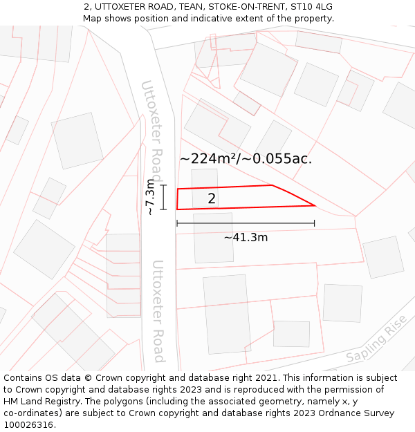 2, UTTOXETER ROAD, TEAN, STOKE-ON-TRENT, ST10 4LG: Plot and title map