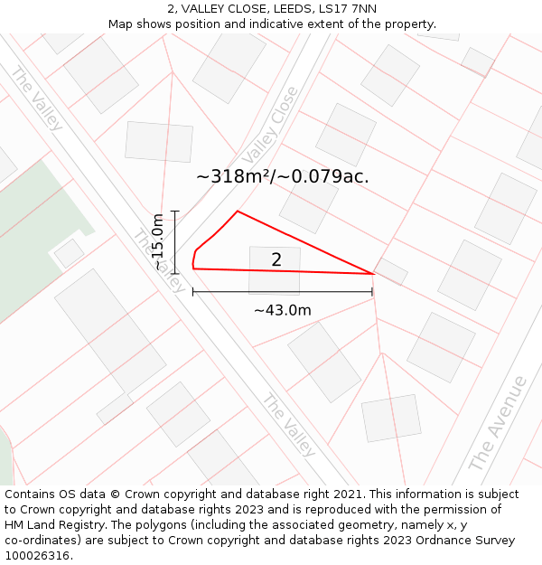2, VALLEY CLOSE, LEEDS, LS17 7NN: Plot and title map