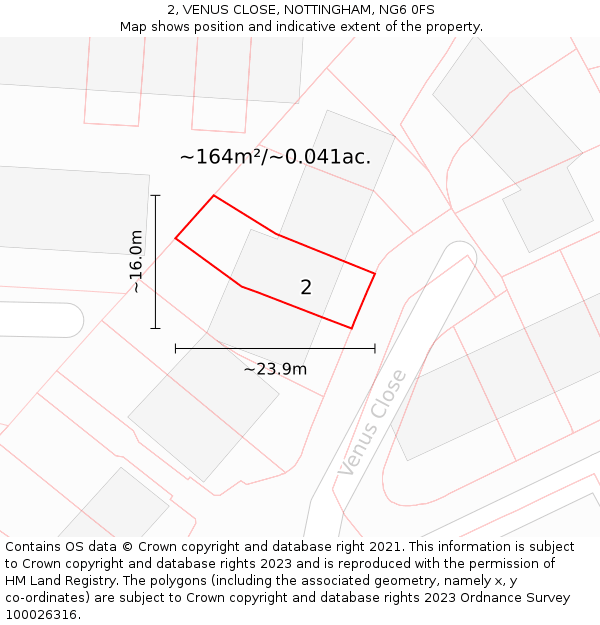 2, VENUS CLOSE, NOTTINGHAM, NG6 0FS: Plot and title map