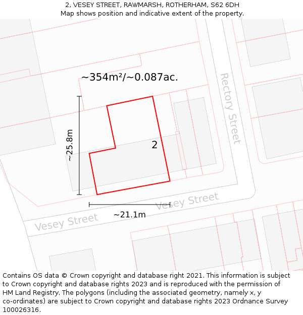 2, VESEY STREET, RAWMARSH, ROTHERHAM, S62 6DH: Plot and title map