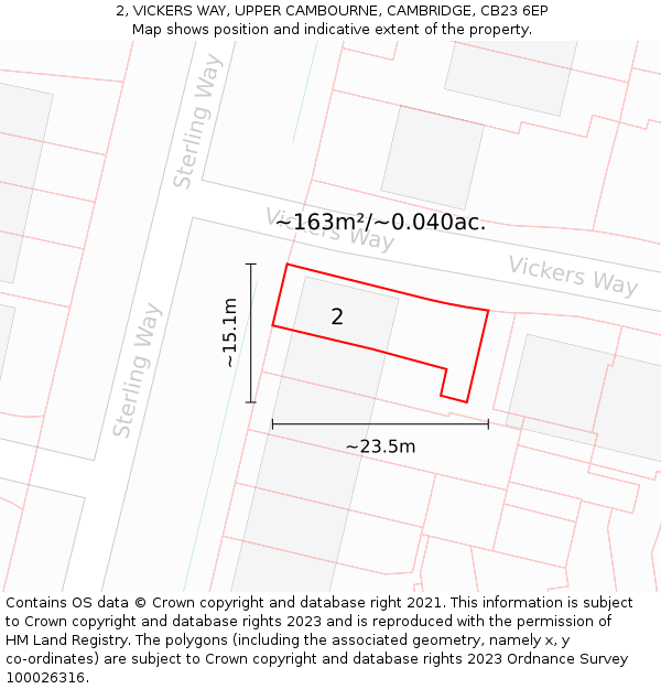 2, VICKERS WAY, UPPER CAMBOURNE, CAMBRIDGE, CB23 6EP: Plot and title map