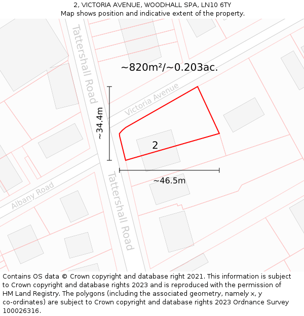 2, VICTORIA AVENUE, WOODHALL SPA, LN10 6TY: Plot and title map