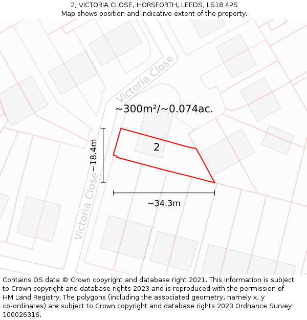 2, VICTORIA CLOSE, HORSFORTH, LEEDS, LS18 4PS: Plot and title map