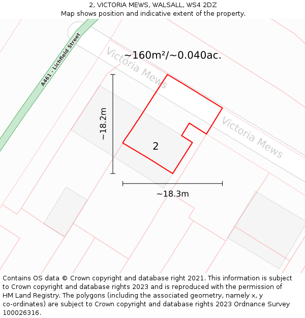 2, VICTORIA MEWS, WALSALL, WS4 2DZ: Plot and title map