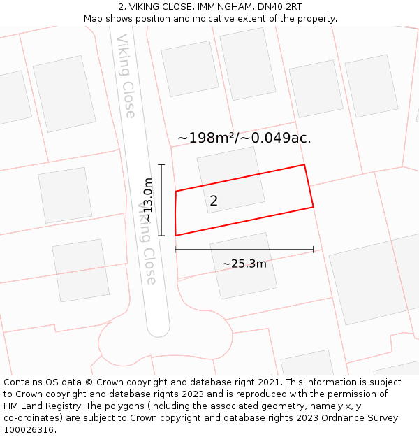2, VIKING CLOSE, IMMINGHAM, DN40 2RT: Plot and title map
