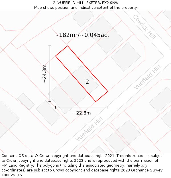 2, VUEFIELD HILL, EXETER, EX2 9NW: Plot and title map