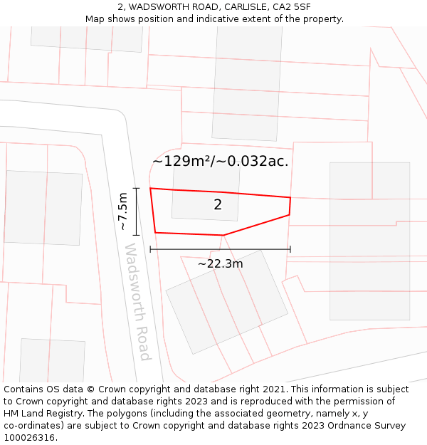 2, WADSWORTH ROAD, CARLISLE, CA2 5SF: Plot and title map