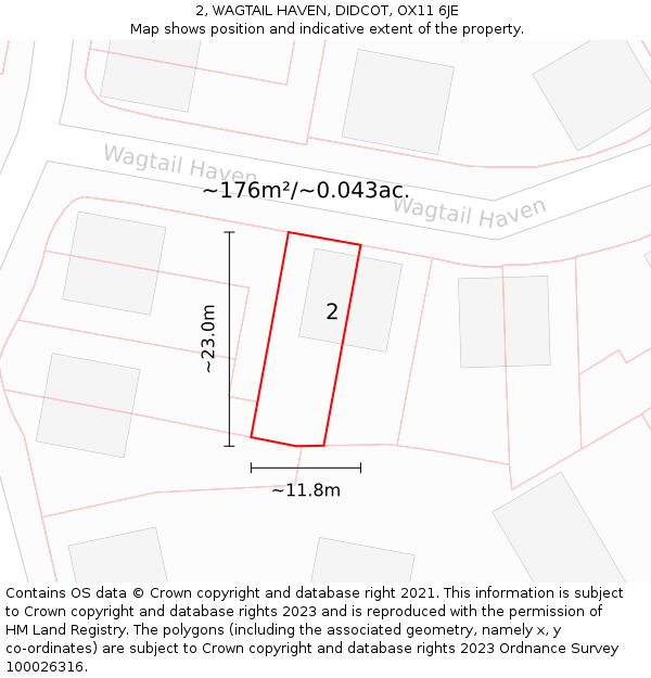 2, WAGTAIL HAVEN, DIDCOT, OX11 6JE: Plot and title map