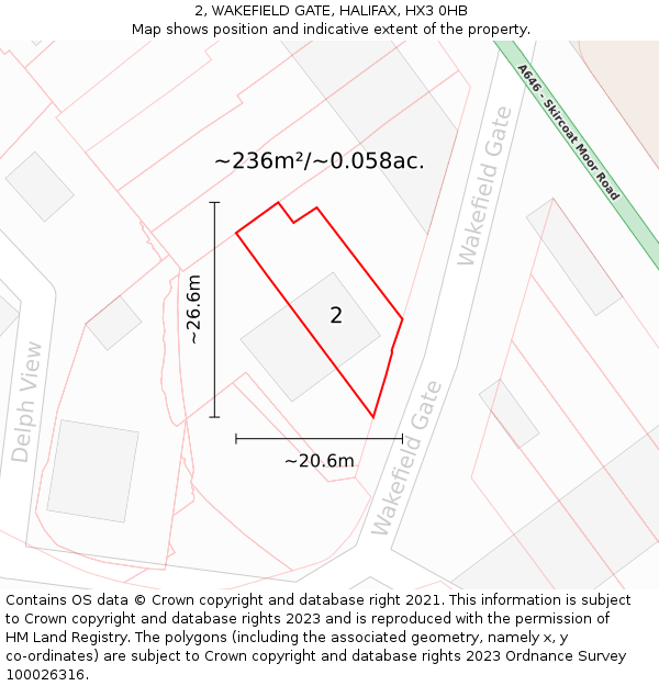 2, WAKEFIELD GATE, HALIFAX, HX3 0HB: Plot and title map