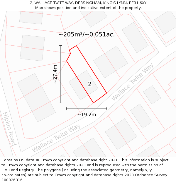 2, WALLACE TWITE WAY, DERSINGHAM, KING'S LYNN, PE31 6XY: Plot and title map