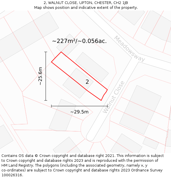 2, WALNUT CLOSE, UPTON, CHESTER, CH2 1JB: Plot and title map