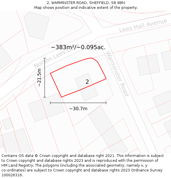 2, WARMINSTER ROAD, SHEFFIELD, S8 9BN: Plot and title map