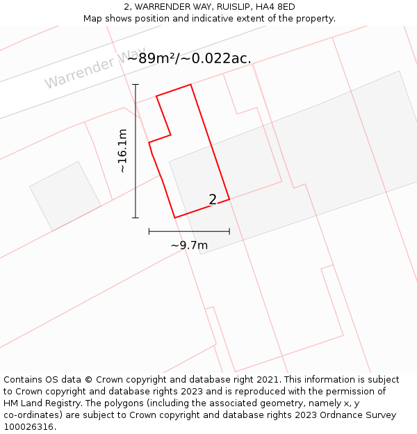 2, WARRENDER WAY, RUISLIP, HA4 8ED: Plot and title map
