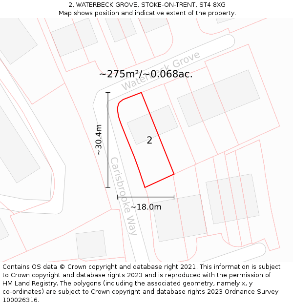 2, WATERBECK GROVE, STOKE-ON-TRENT, ST4 8XG: Plot and title map