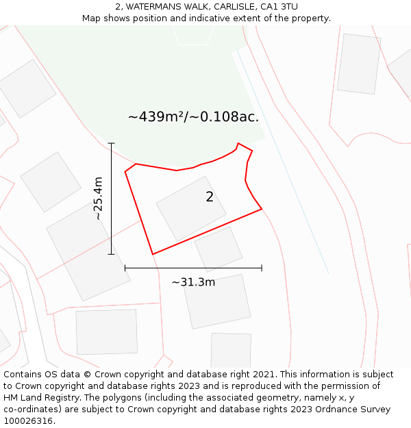 2, WATERMANS WALK, CARLISLE, CA1 3TU: Plot and title map