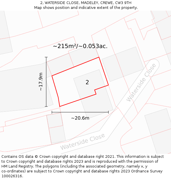 2, WATERSIDE CLOSE, MADELEY, CREWE, CW3 9TH: Plot and title map