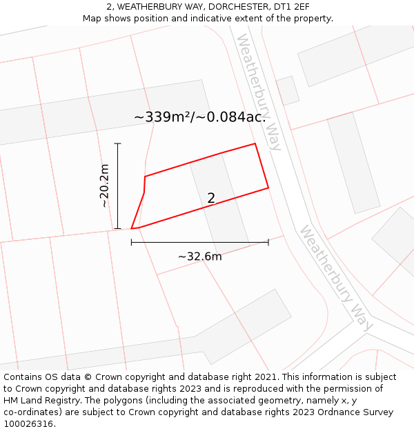 2, WEATHERBURY WAY, DORCHESTER, DT1 2EF: Plot and title map