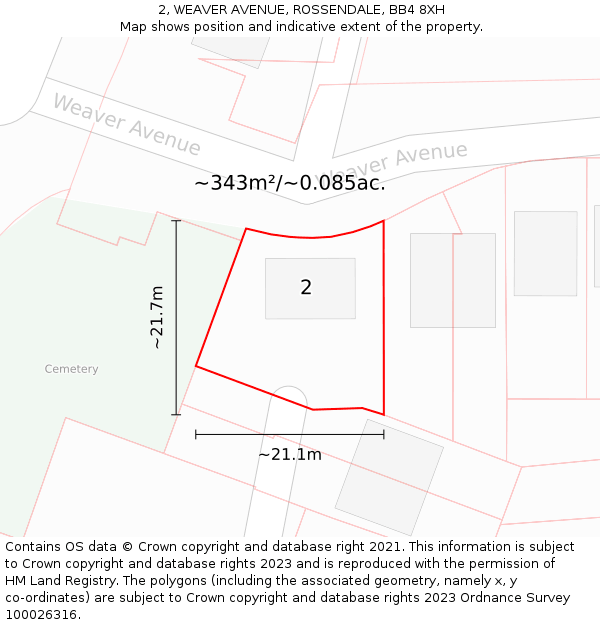 2, WEAVER AVENUE, ROSSENDALE, BB4 8XH: Plot and title map
