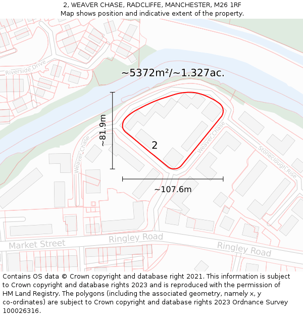 2, WEAVER CHASE, RADCLIFFE, MANCHESTER, M26 1RF: Plot and title map