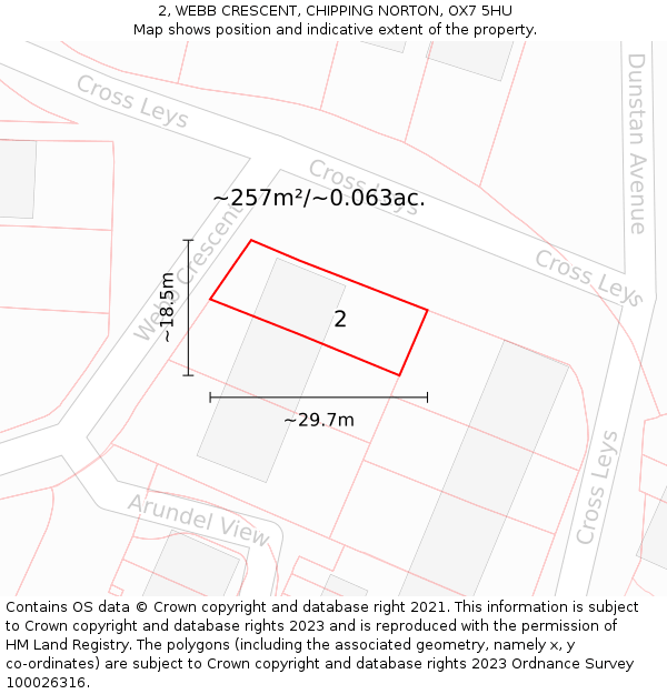 2, WEBB CRESCENT, CHIPPING NORTON, OX7 5HU: Plot and title map