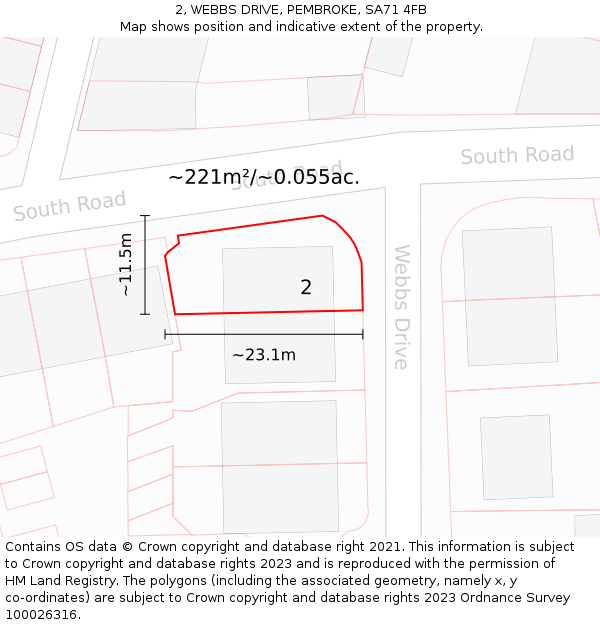 2, WEBBS DRIVE, PEMBROKE, SA71 4FB: Plot and title map