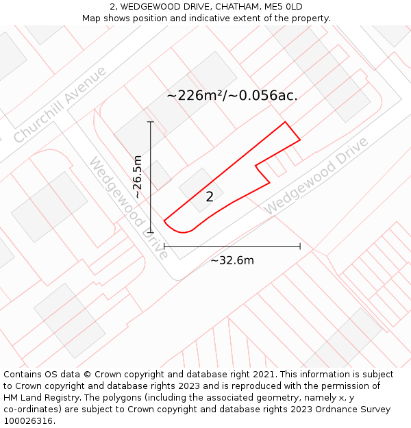 2, WEDGEWOOD DRIVE, CHATHAM, ME5 0LD: Plot and title map