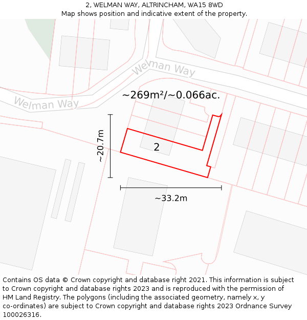 2, WELMAN WAY, ALTRINCHAM, WA15 8WD: Plot and title map