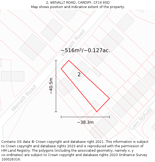 2, WENALLT ROAD, CARDIFF, CF14 6SD: Plot and title map