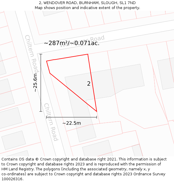 2, WENDOVER ROAD, BURNHAM, SLOUGH, SL1 7ND: Plot and title map