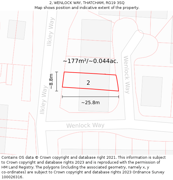 2, WENLOCK WAY, THATCHAM, RG19 3SQ: Plot and title map