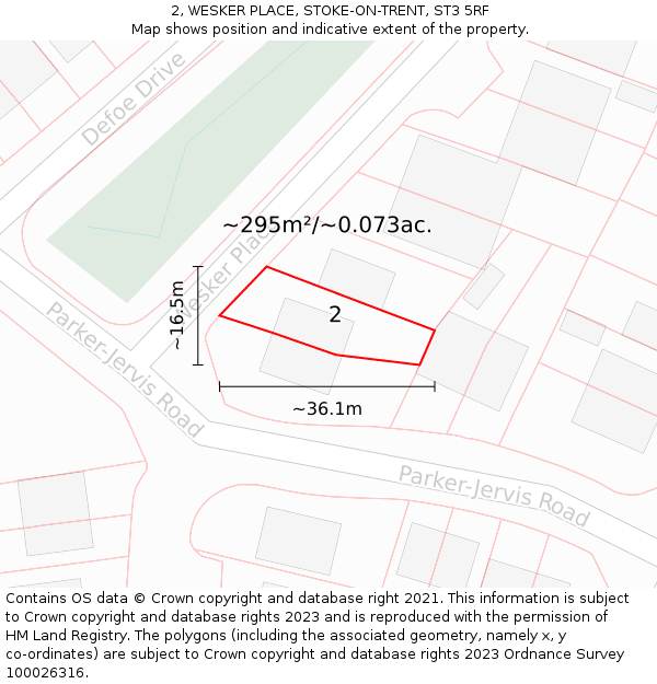2, WESKER PLACE, STOKE-ON-TRENT, ST3 5RF: Plot and title map