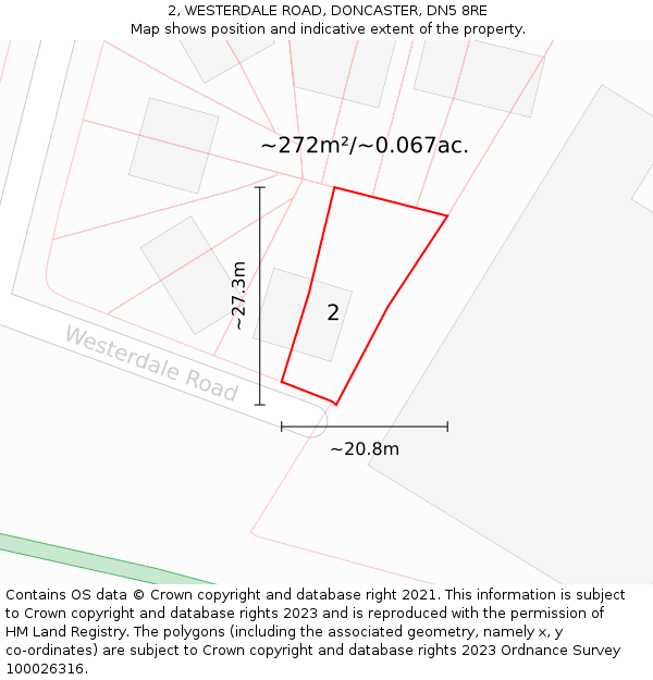 2, WESTERDALE ROAD, DONCASTER, DN5 8RE: Plot and title map