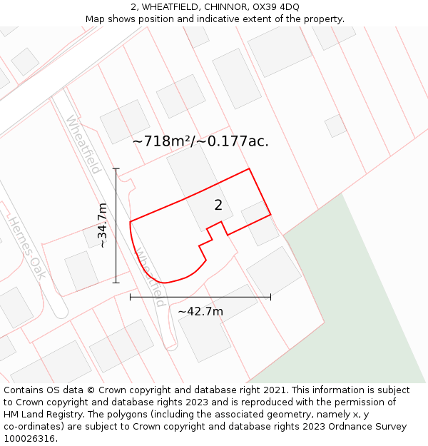 2, WHEATFIELD, CHINNOR, OX39 4DQ: Plot and title map
