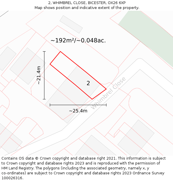 2, WHIMBREL CLOSE, BICESTER, OX26 6XP: Plot and title map