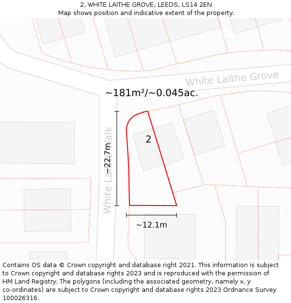 2, WHITE LAITHE GROVE, LEEDS, LS14 2EN: Plot and title map